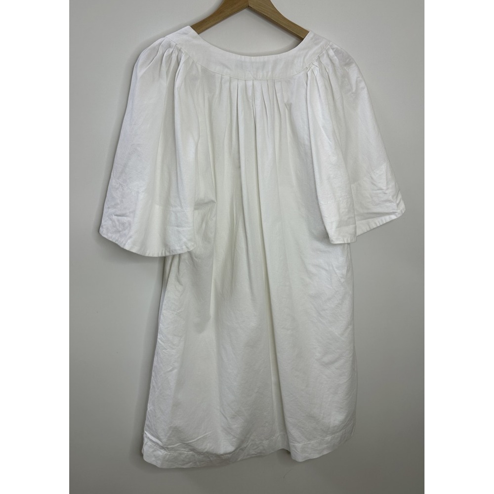 Pomander Place Tuckernuck Finley White Flutter Sleeve Dress Cotton Pockets Large - Picture 11 of 13